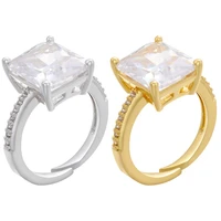 charms rings for women micro inlaid square white large zircon ring diy jewelry adjustable opening couple wedding rings