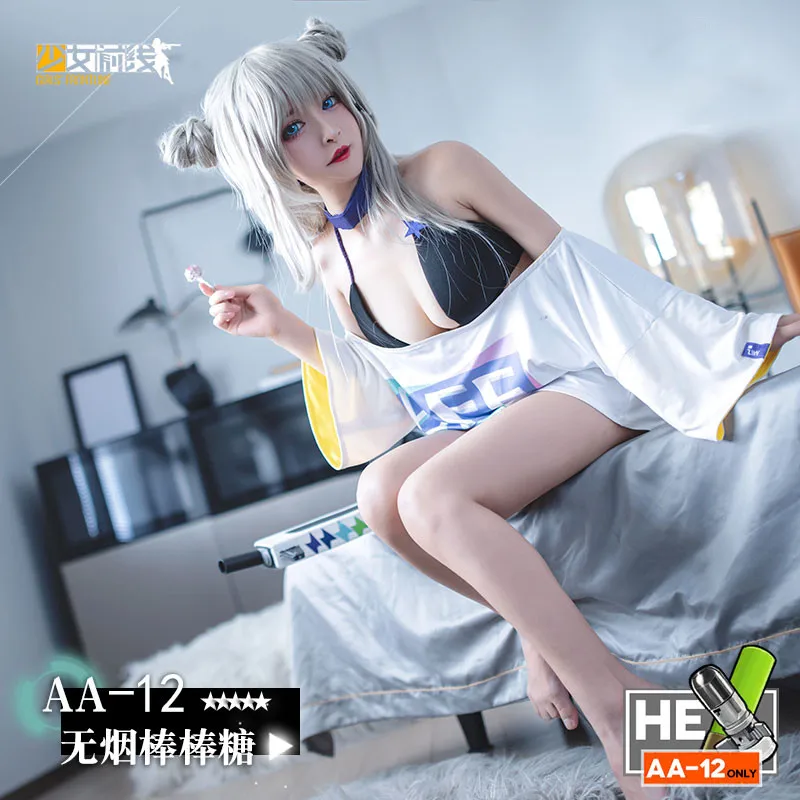 

New Arrival Game Girls Frontline AA-12 Cosplay Costume Outfit AA12 Smokeless Lollipops Sexy Dress Bikini for Role Play Party