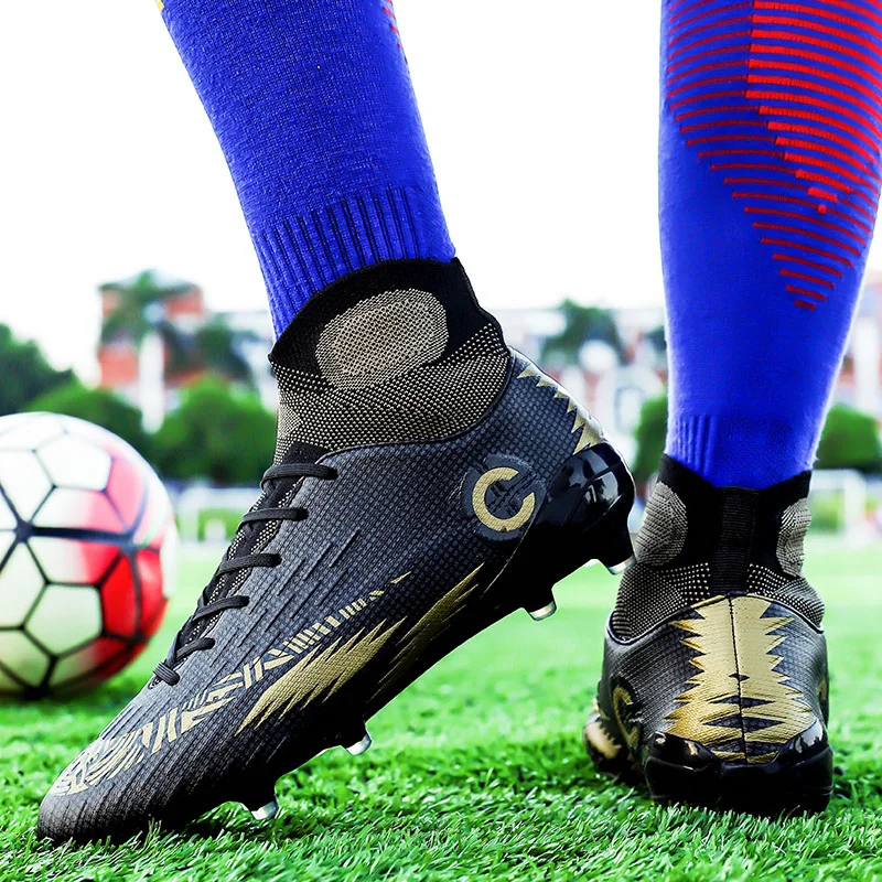 Новая футбольная обувь для мужчин и женщин высокие тренировочные ботильоны AG/TF