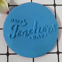 happy teachers day cake surrounding edge decoration cookies baking tool acrylic seal stamps relief cake moulds