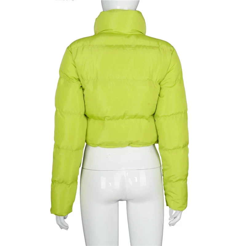 Jacket Coat Hi Visibility Womens Thick Puffer Quilted Cropped Padded Clear Color
