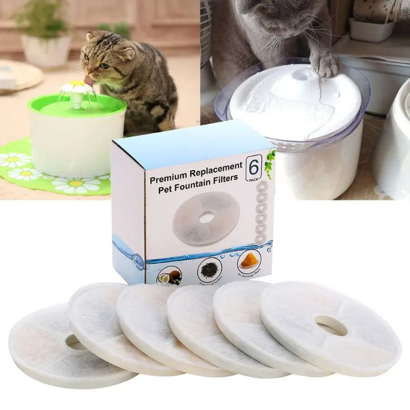 

6Pcs/Pack Pet Cat Fountain Filter Triple Action Water Filter for Catit Fountain
