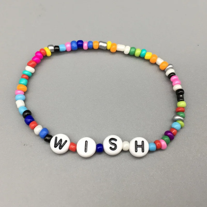 Цветной бисер браслет с изящной надписью эластичный благословит надежду в стиле