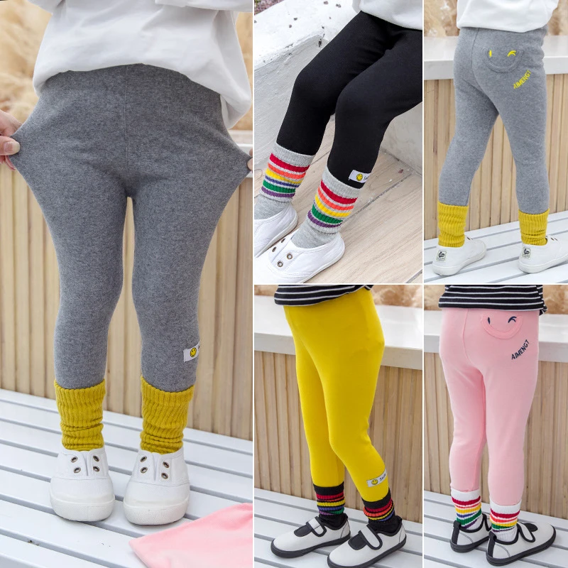 Осенние штаны для маленьких девочек детские хлопковые леггинсы Smile Весенняя