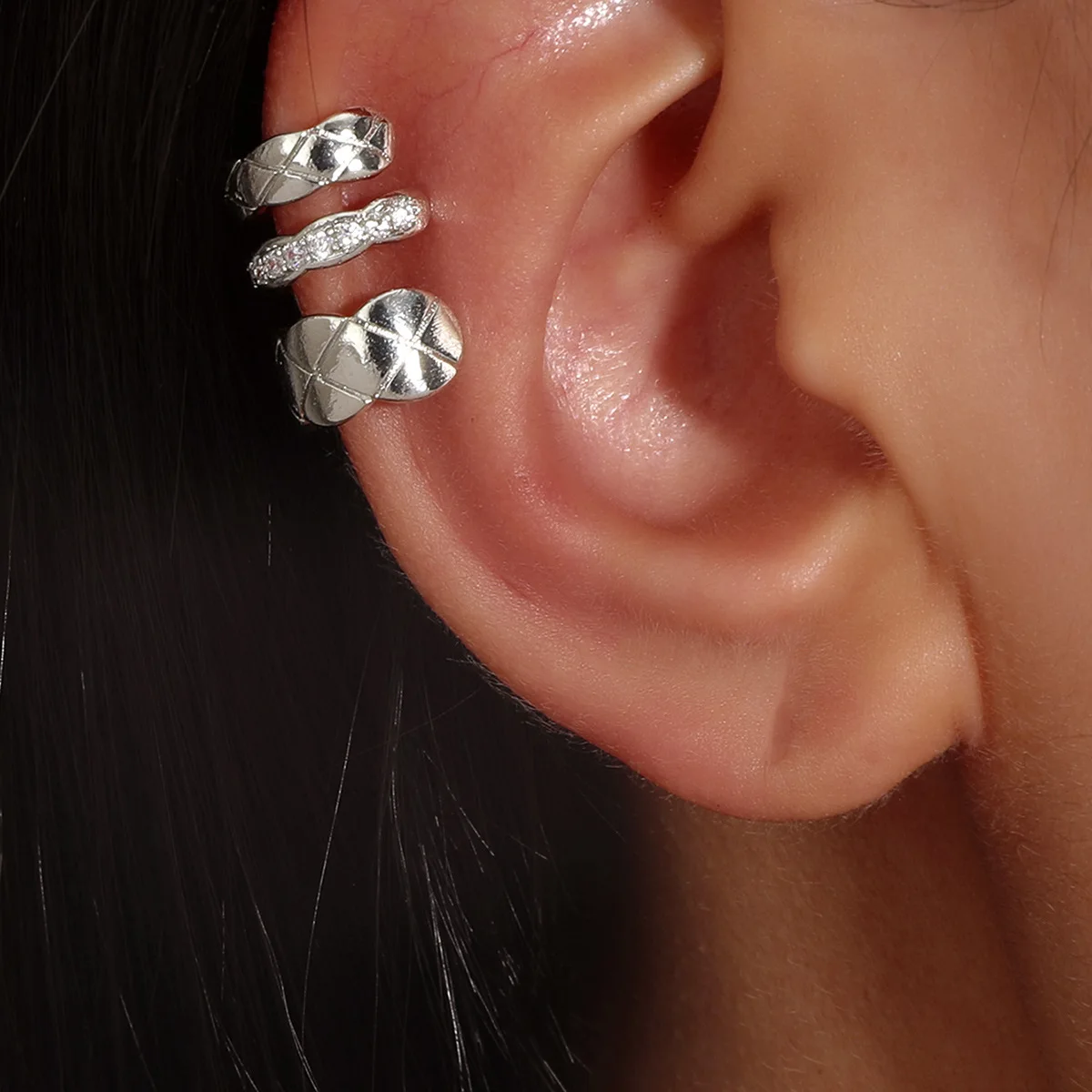 

Diamond Non-Hole Earrings Cute C-Shaped Multi-Layer Ear Clip Personality Temperament Diamond Earrings WomenQW51