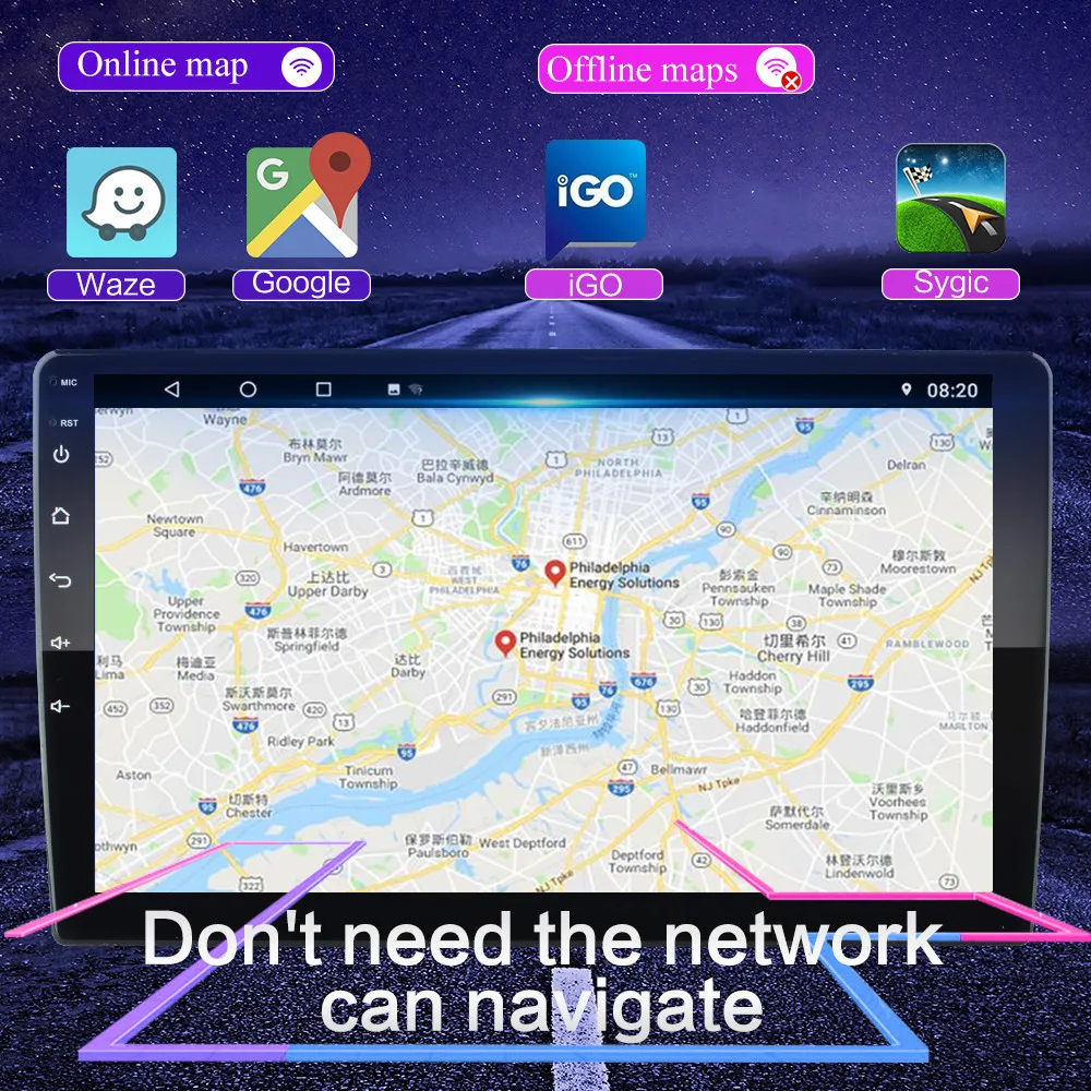 Автомагнитола мультимедийный видеоплеер 2 din 8/9 дюйма Android 10 Авторадио навигация