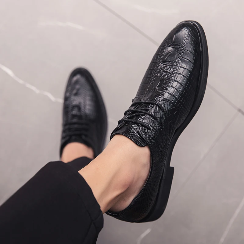 Мужские деловые туфли с острым носком роскошные брендовые классические дерби