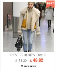 DEAT Leisure Full Sleeve Wool Liner Wde Waisted Turn Down Collar Women Slim Patchwork Woolen Coat Autumn Winter New TD659