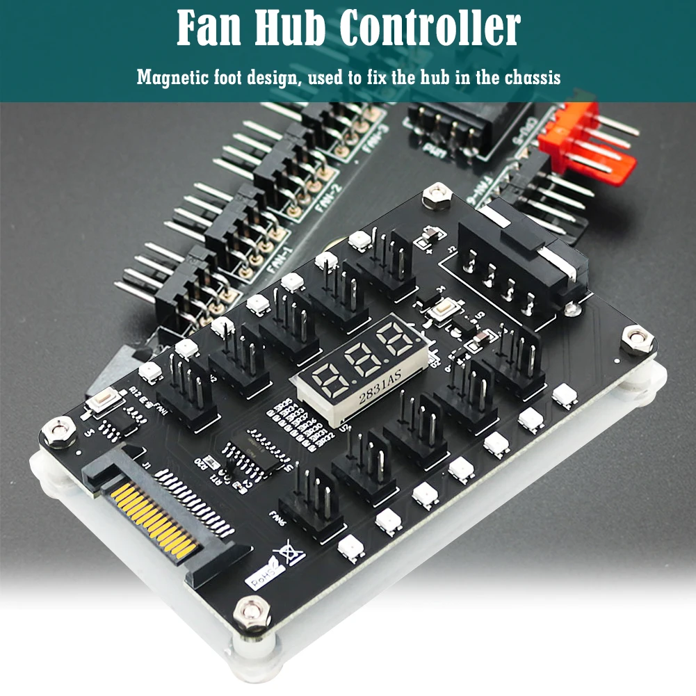 

12 В 3/4 контактный концентратор вентилятора охлаждения ПК контроллер охлаждения шасси светодиодный ным дисплеем температуры компьютерный м...
