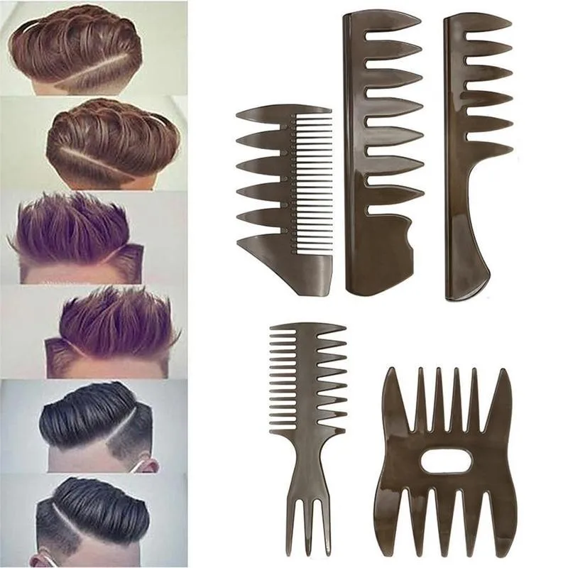 

1 Piece Of 5 Style Retro Oil Head Comb Wide Tooth Fork Styling Hair Comb Comb Hair Barber Tool Comb Styling Back Profession