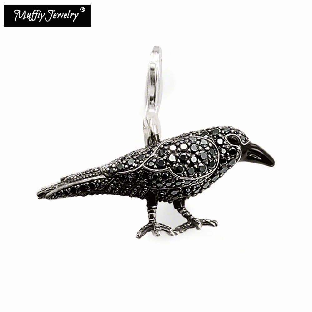 

Black Raven Pendant 925 Sterling Silver Fit Necklace Europe Style Rebel Good Jewerly For Women Vintage Bijoux Gift Super Deals