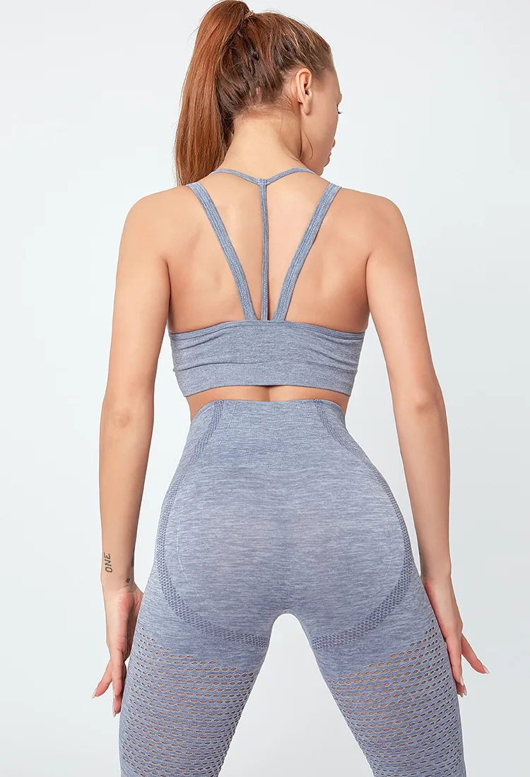 

Seamless Yoga Set 2 Piece Sports Suit Female Workout Clothes Medium Support Sports Bra+High Waist Gym Shorts Women Sportwear