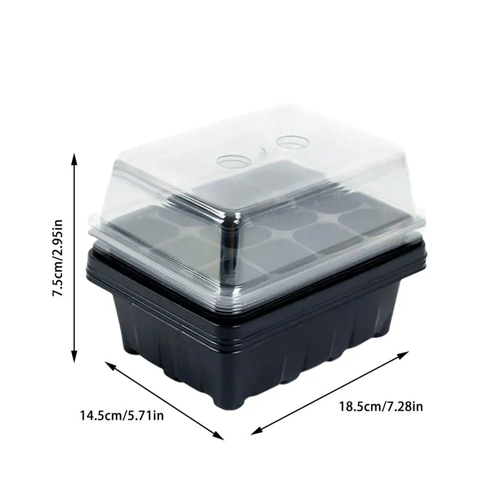 

3/5 Sets Seedling Tray 12 Cells Seed Starter Tray With Lid Plant Seed Germination Box Nursery Grows Pot Gardening Tool