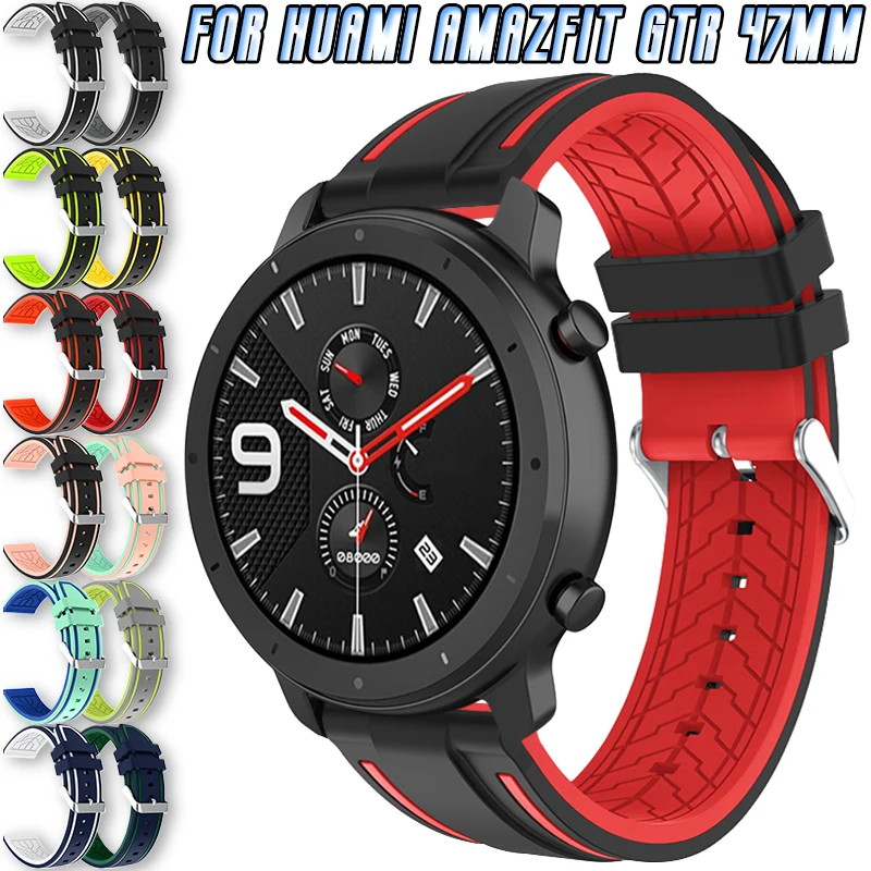 

22mm Strap For Huami Amazfit GTR 47mm Smart Watch Silicone Strap Replacement Multiple Color With Inner Textures Band Accessories