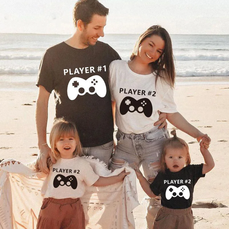 Одинаковые наряды для семьи футболка с буквенным принтом отца матери дочки сына