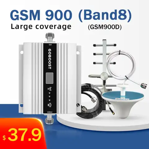 Усилитель сигнала GSM 900 МГц, усилитель ретранслятора диапазона 8, усилитель сотовой связи 2G 3G, Усилитель сотового сигнала 68 дБ, усиление с ЖК-д...