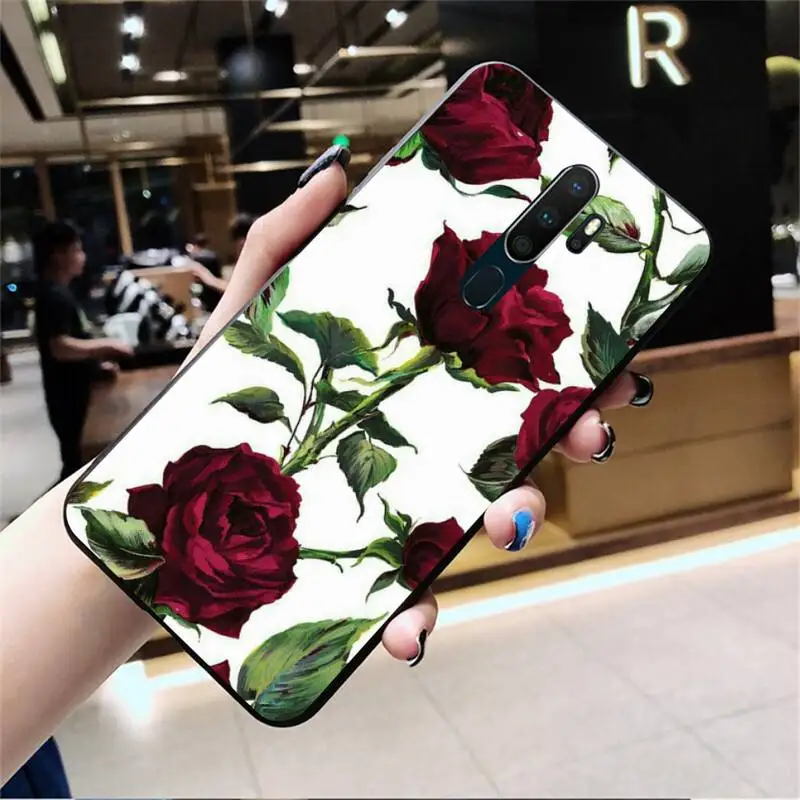 Мягкий чехол для телефона с красной бабочкой и розами на заказ Oppo A5 A9 2020 Reno2 z Renoace