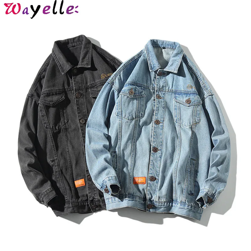 Оригинальный джинсовая куртка с эффектом поношенности на Для мужчин 2019