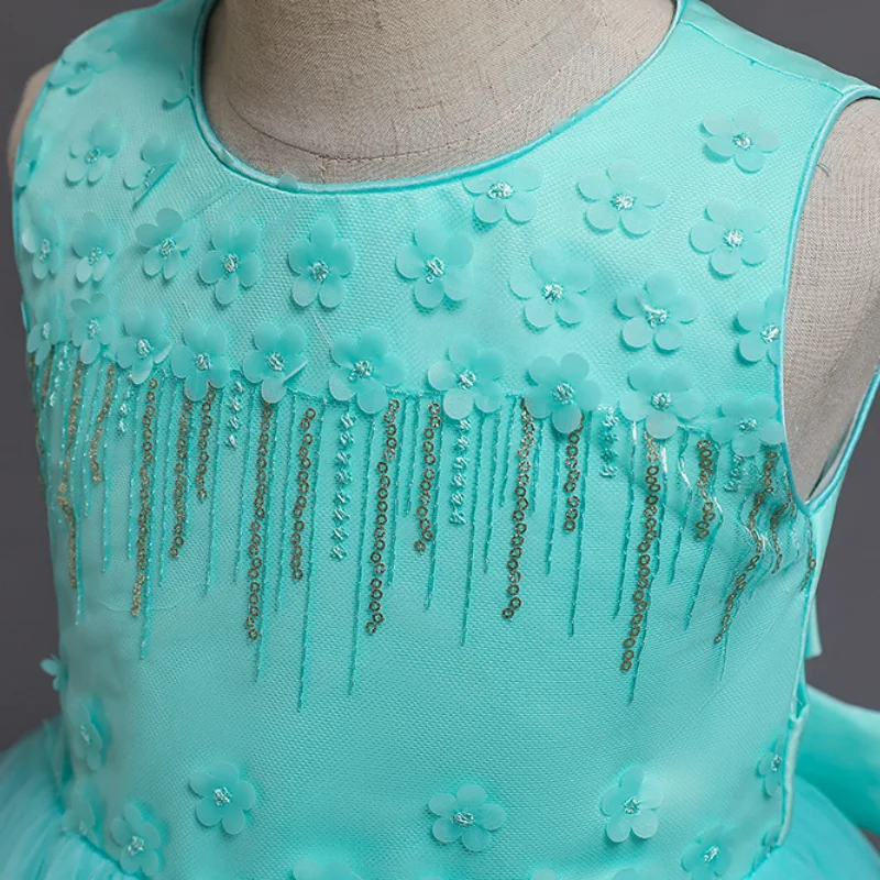 Новое платье для девочек с цветами детское принцессы кружевная юбка-пачка со