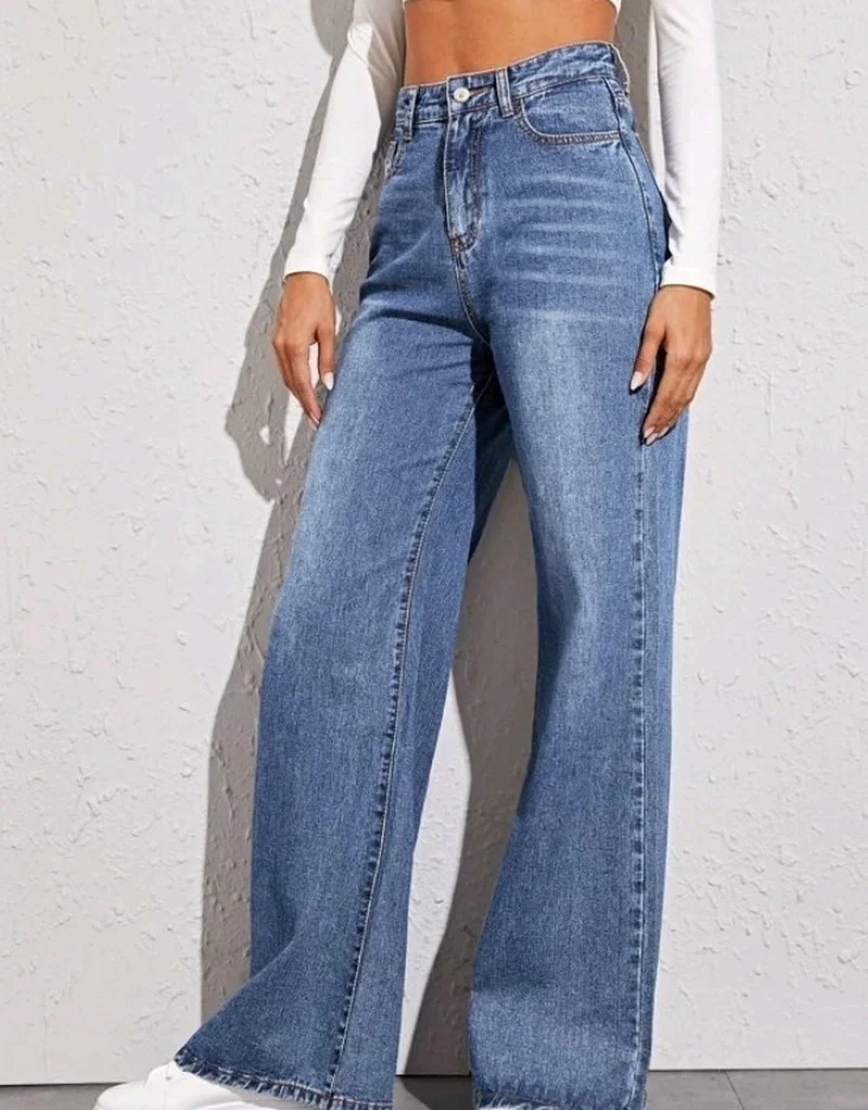 

European and American Women's Loose High-waisted Trousers Wide-leg Women's Jeans High Waisted Jeans