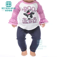 clothes for doll fit 43cm baby toy new born doll and 45cm american doll fashion t shirt casual pants