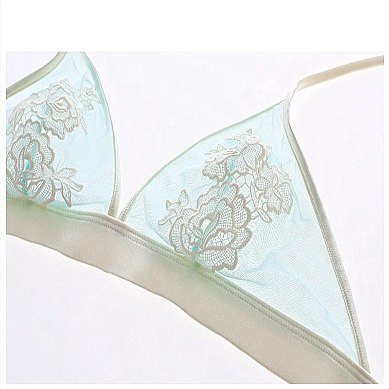

Underwear spring and summer thin comfortable triangle cup wireless underwear bra set bralett