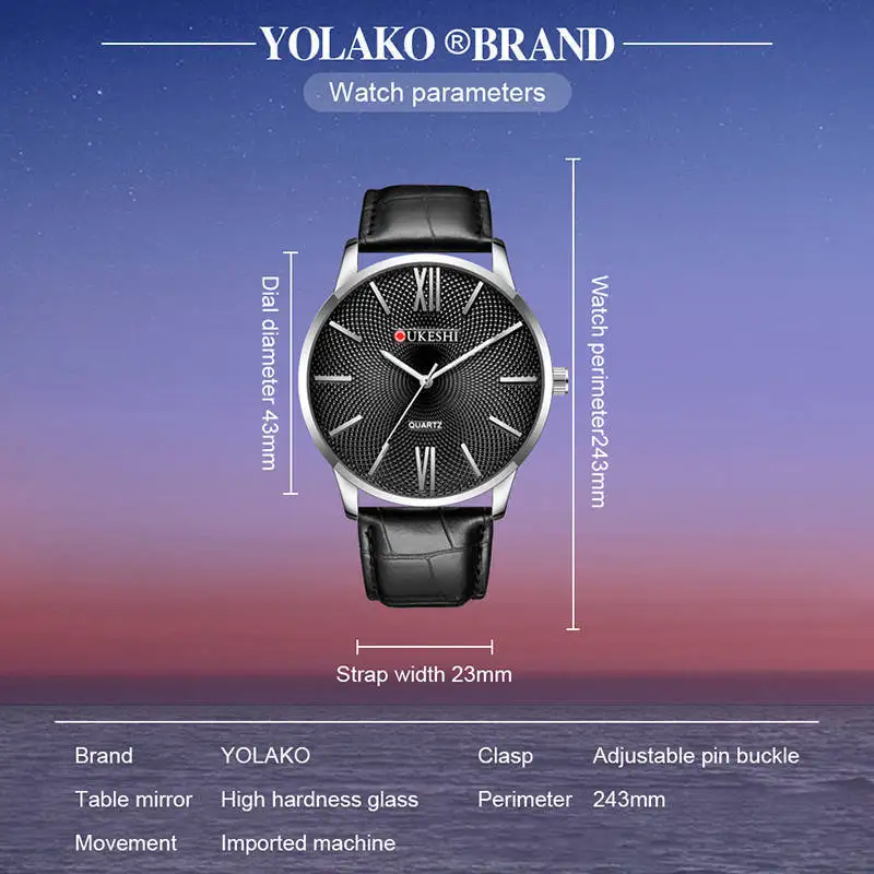 

Fashion Men's Leather Watch Luxury Analog Business Men's Watch High-end Brand Quartz Men's Round Watch