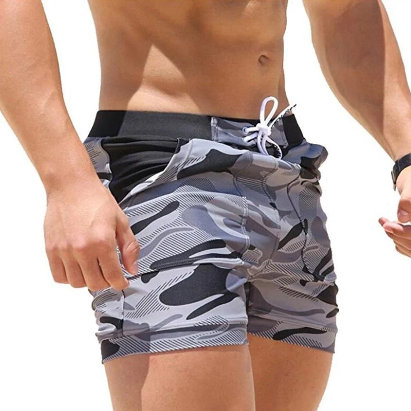 

2021 Men's Swimming Trunks Summer Swimming Fitness Shorts Men's Fashion Sports Beachwear Quick-Drying Stretch Beach Pants