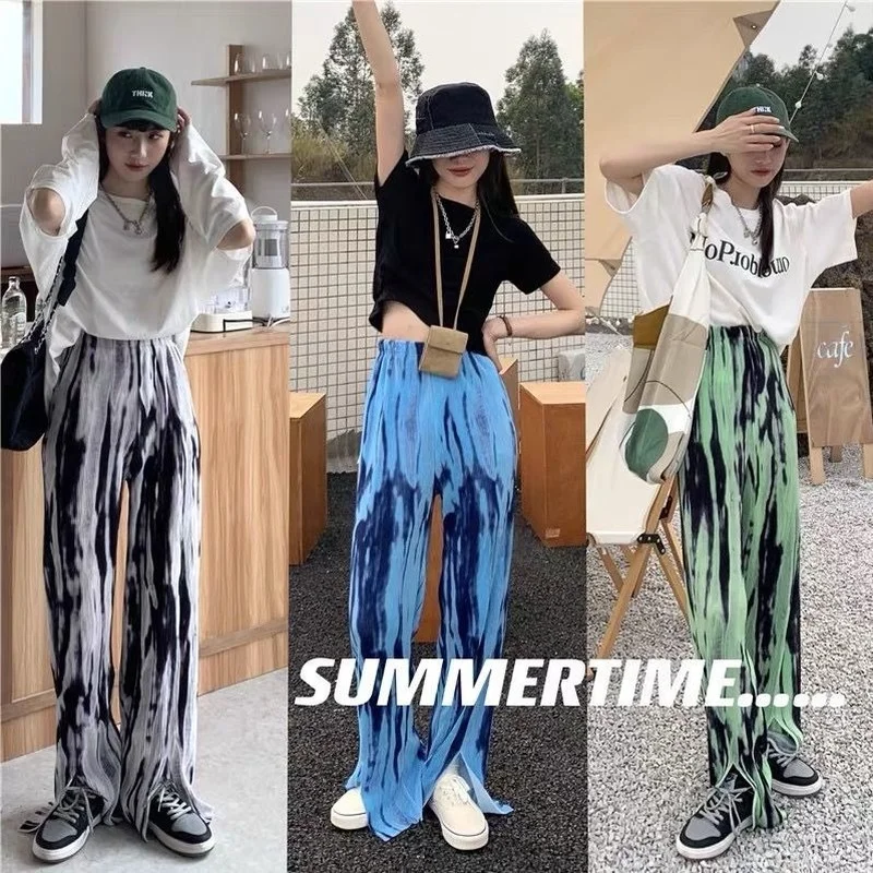 

Брюки женские с широкими штанинами, зеленые модные прямые штаны с завышенной талией в Корейском стиле, в стиле Харадзюку, черные