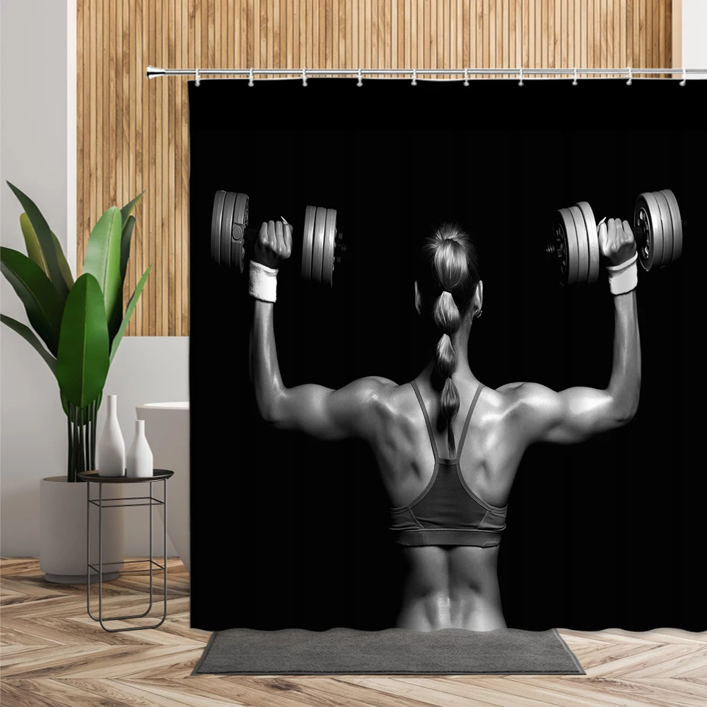 

Спортивная занавеска для душа, привлекательная Водонепроницаемая шторка для ванной с 3D-принтом в виде мышц, для фитнеса и красоты, ткань s