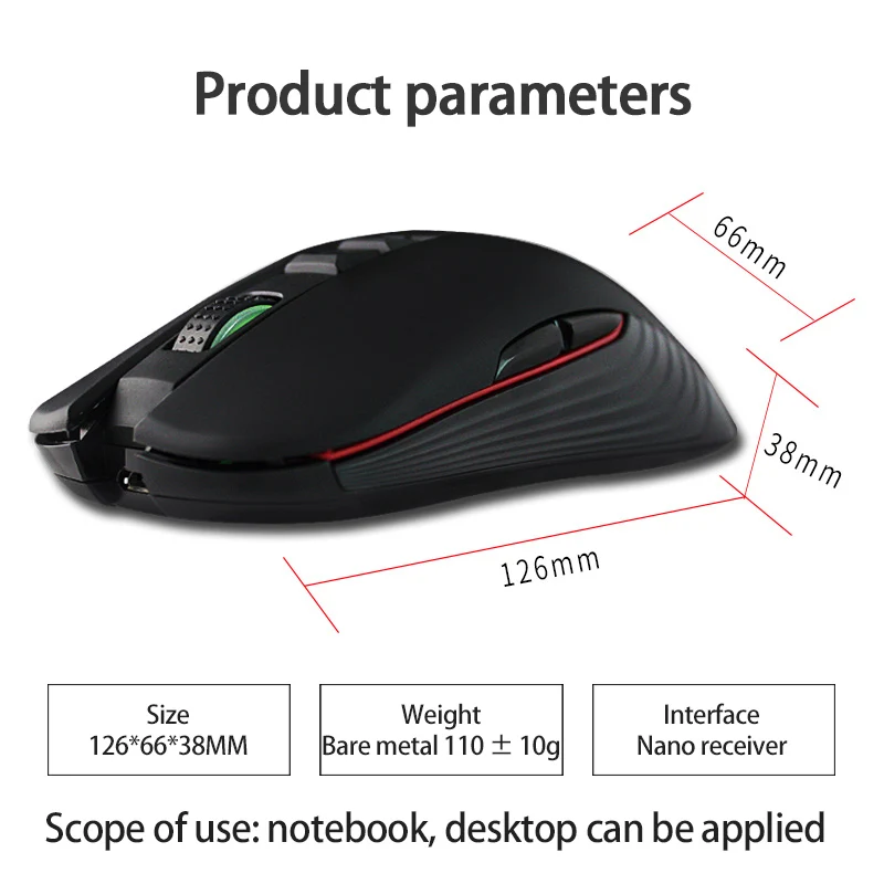 

M600 2.4G Wireless Computer Mouse With USB Receiver Dazzling RGB Luminous Silent Click Optical Wireless Gaming Mouses For Laptop