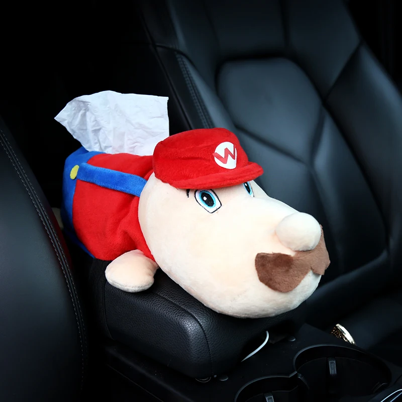 

Creative Car Armrest Box Tissue Box Cute Cartoon Home Car Napkin Paper Container Removable Plush Dog Rabbit Tissue Storage Box