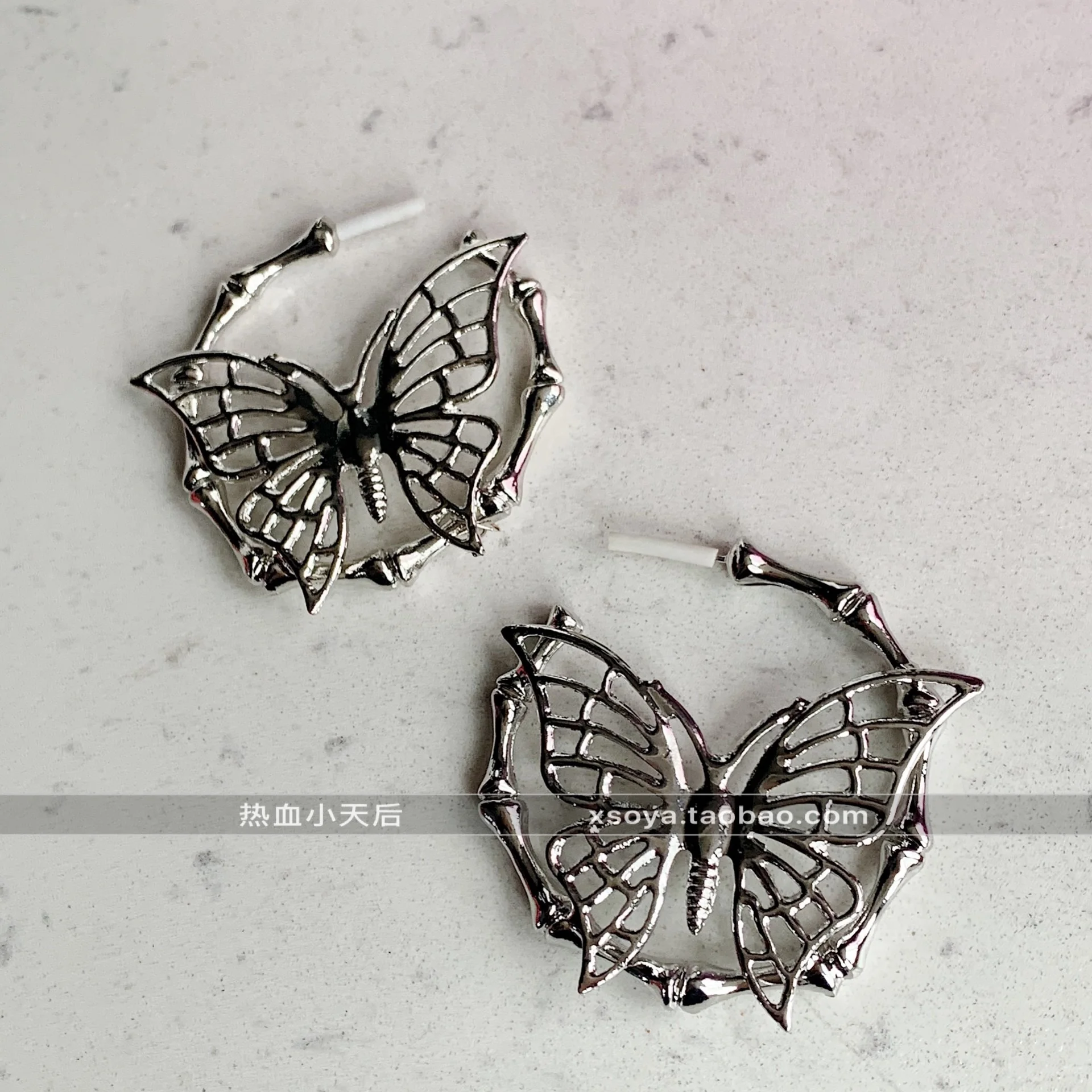

Jewelry punk exaggerated butterfly bamboo hollow Earrings female punk personality Earrings