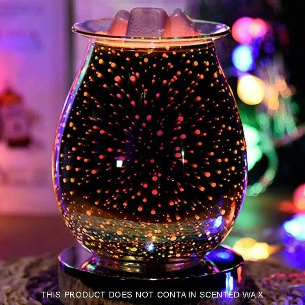Стеклянный 3d-фейерверк Электрический ароматический воск плавкая курильница