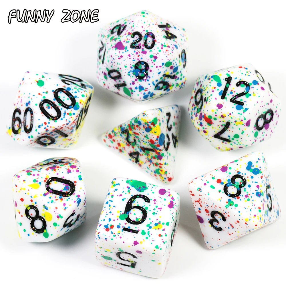 7 шт./компл. непрозрачные ретро-игральные кости D4-D20 TRPG набор красочных