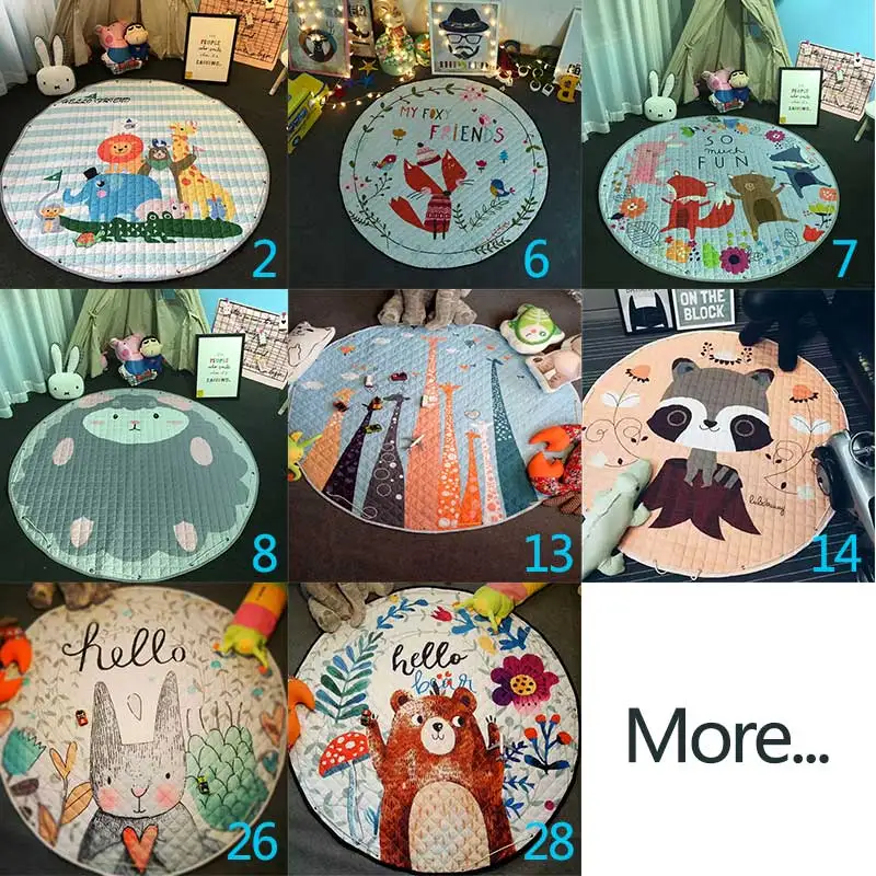 

1Pcs Children Room Carpet Cartoon Pattern Storage Basket 150cm Round Shape Baby Sleep Nest Baby Playing Floor Blanket