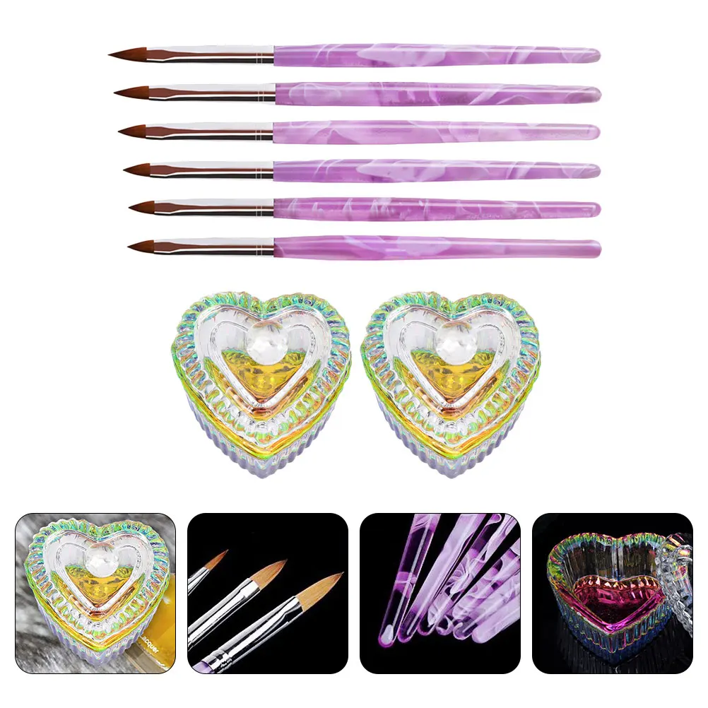 

1 Set Practical Nail Shop Manicure Glass Nail Dish Painting Nail Brush Nail Art Tool Nail Art Brush