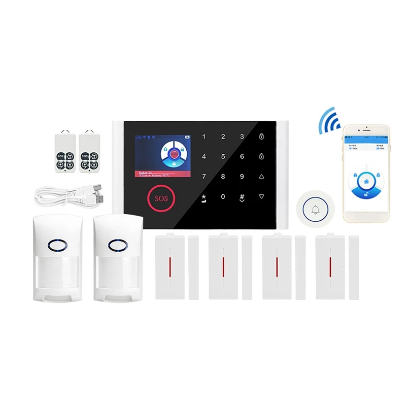 

Комплект охранной сигнализации для дома, офиса, Gsm, Sms, Wi-Fi (комплект 2)