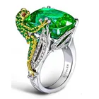 Ювелирные изделия для женщин Milangirl, золотые, хамелеон, ящерица, зеленый циркон, кольца на годовщину