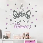 Виниловая наклейка на стену в виде единорога для спальни