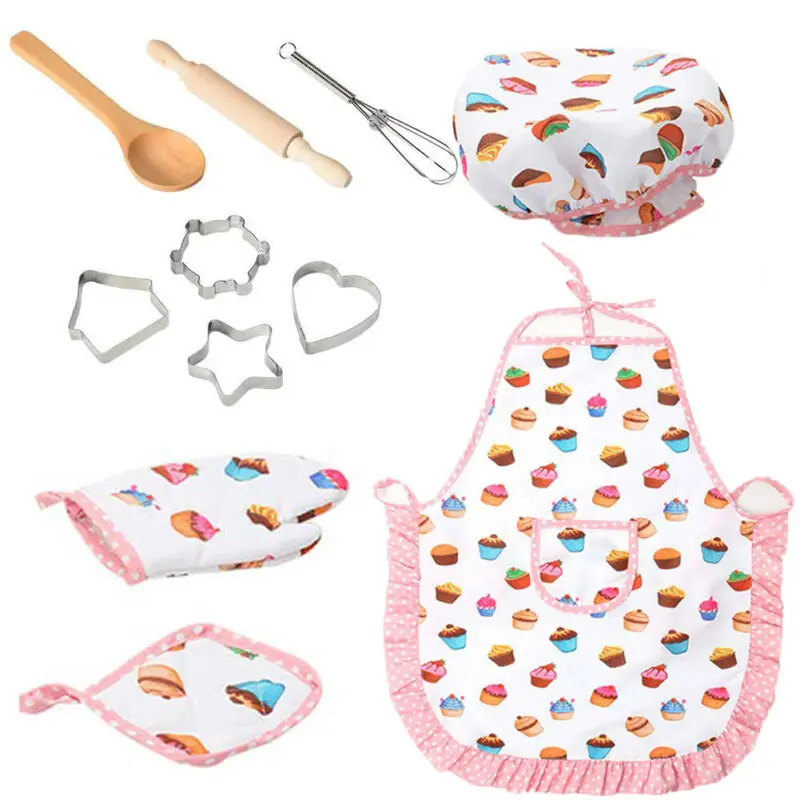 

Pudcoco Brand 11Pcs Chef Set Role Play Children Kitchen Cooking Baking Girls Toys Costume Cooker Play Kit Friends Game