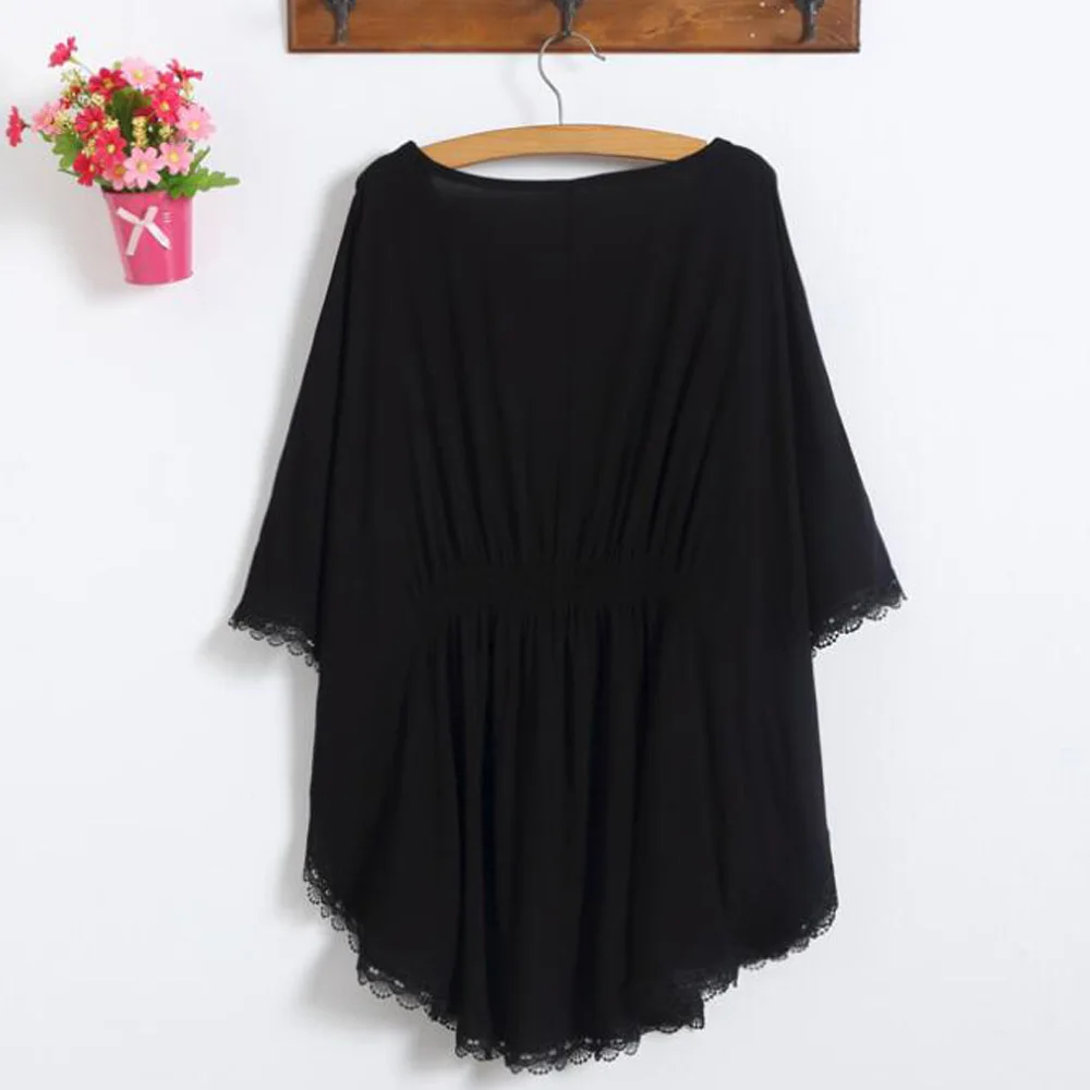 Черные мексиканские блузки женская рубашка с цветочной вышивкой Мешковатые