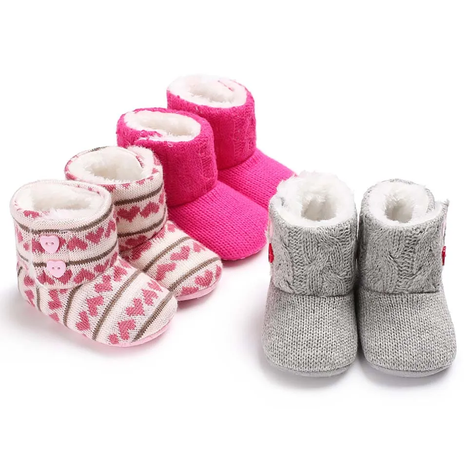 

Fashion Baby Girl Shoes Winter Toddler Crochet First Walker Crib Shoes Newborn Soft Sole Boots Infant Boys Thick Warm Snow Booty