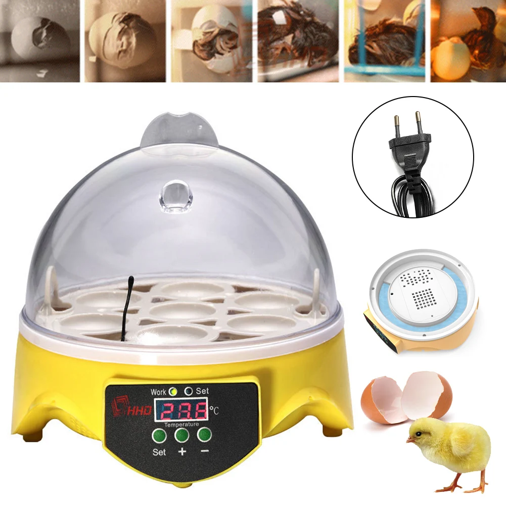 

Mini Digital 7 Eggs Incubator Automatic Temperature Brooder Chicken Duck Bird Egg Hatcher EU Plug Farm Poultry Hatchery Machine