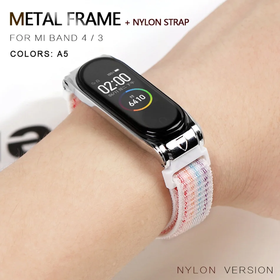 Nylon 020A5 Протектор/браслет mi band 3 4 ремешок для Xiaomi mi band 4 3 браслет/ремешок для mi Band 4 3 ремешок металлический/нейлоновый браслет ремень - Цвет: Nylon 020A5