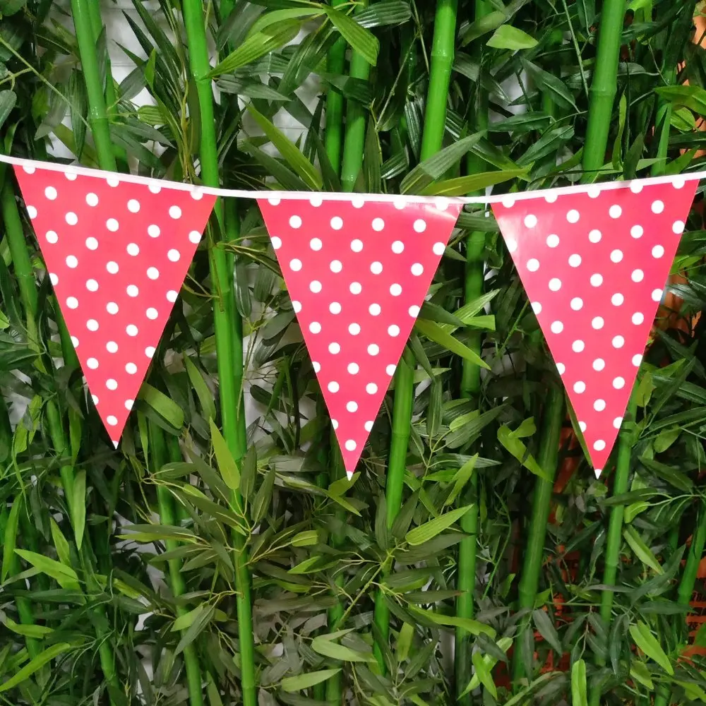 2 5 м бумажные флаги в красный горошек для дня рождения вечерние баннеры украшение