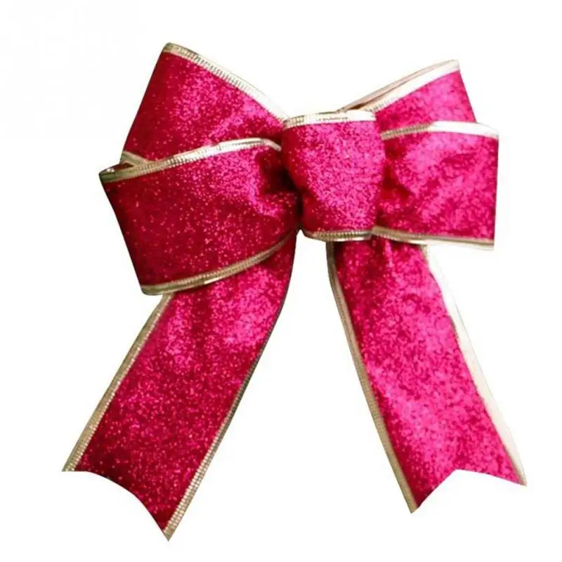 rose red New Ribbon Christmas Decoration Bow pendant ornaments Santa Claus bell of Christmas tree Bows Christmas decorations trees - Цвет: rose red