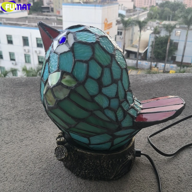 FUMAT Ночной светильник в стиле Тиффани злые Новые Птицы цветные настольные
