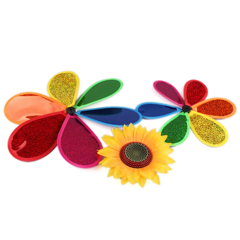 

High Pinwheels Wind Spinners for Yard and Garden 3 Layer Shining Windmill Spinner for Patio Lawn Party Outdoor LG66