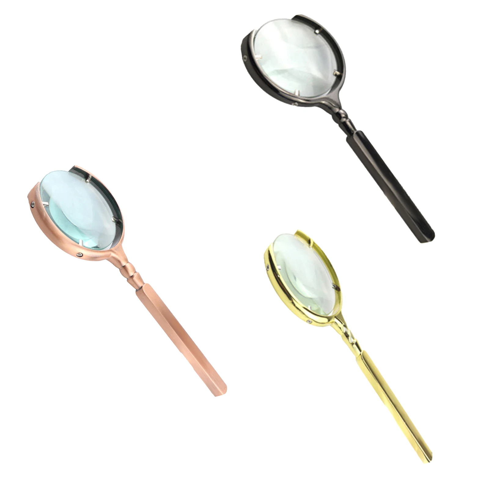 

Antique Style Magnifier Magnifier Hand-Held Crescent Opening Metal Magnifier For Elderly Reading Books Newspaper Magzines